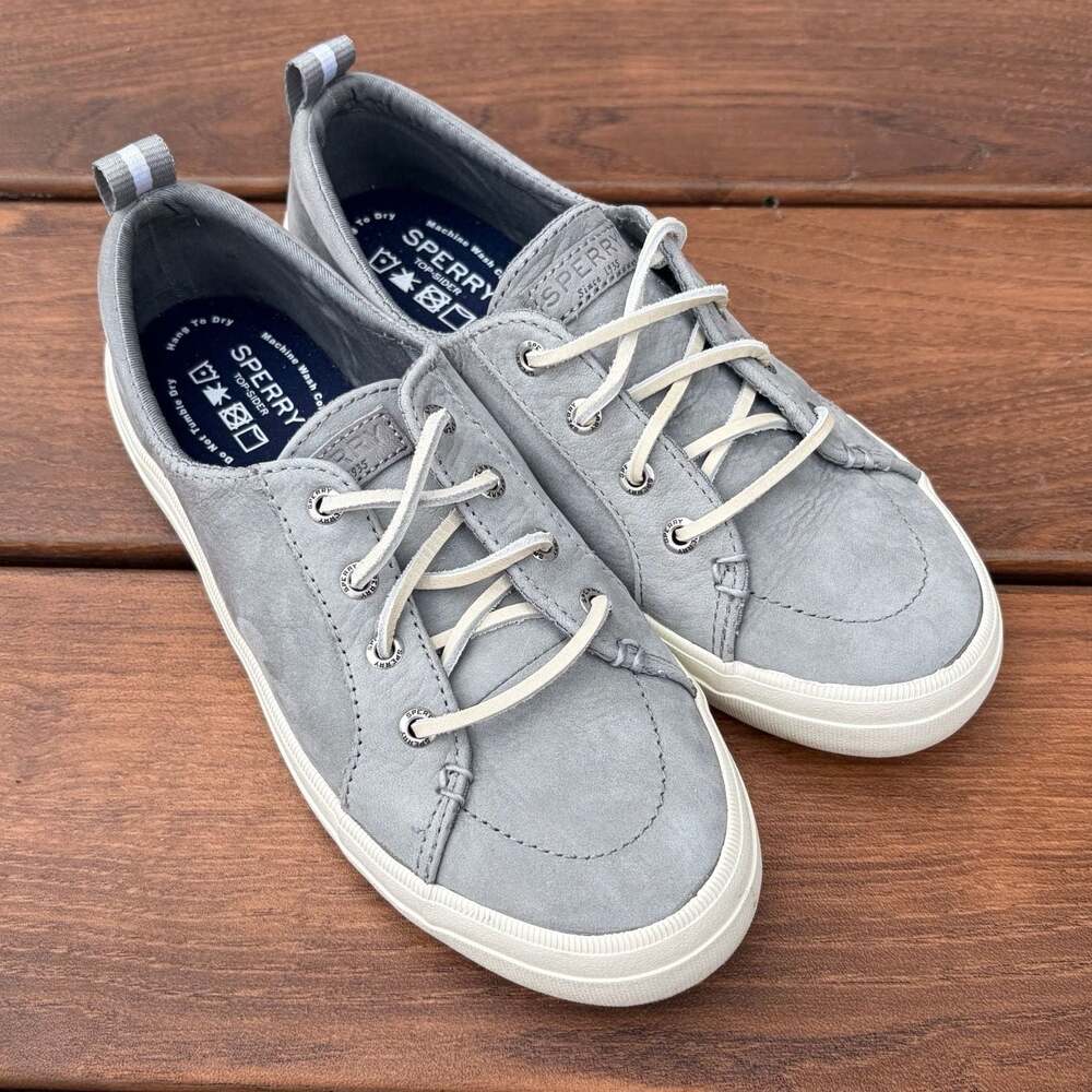 Sperry Crest Vibe Washable Leather Grey Low Top Sneakers Size 6.5